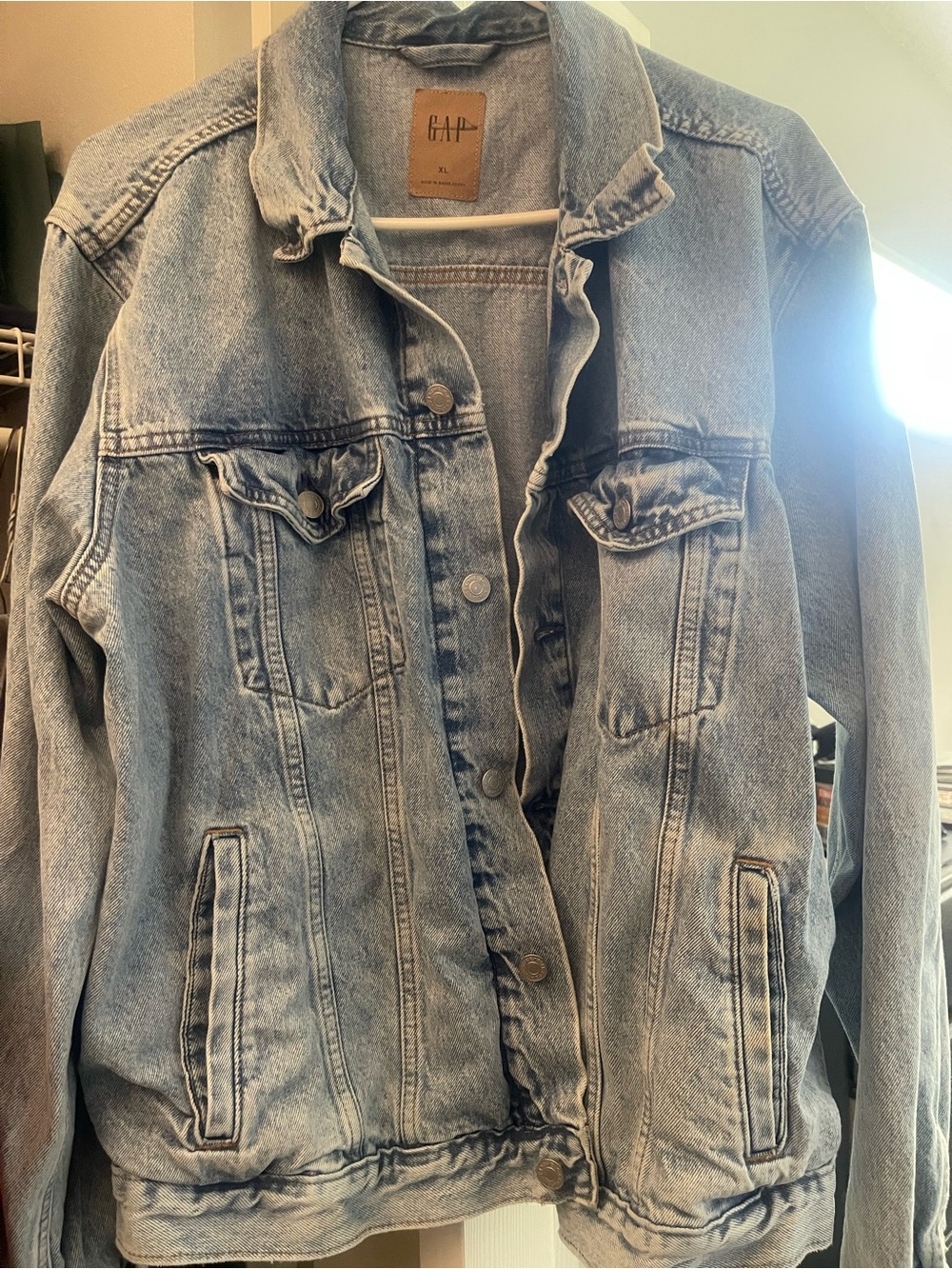 GAP Light Blue Denim Jacket with Leather Label